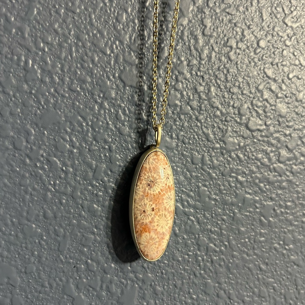 Handcrafted Indonesian Fossil Coral Pendant with Sterling Silver Chain